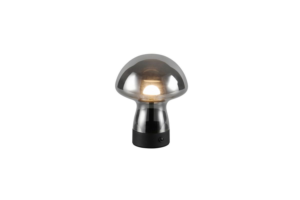 Akku-Tischleuchte Dooley Schwarz D: 14 cm - Schwarz, LIFESTYLE, Glas/Metall (14/18cm)
