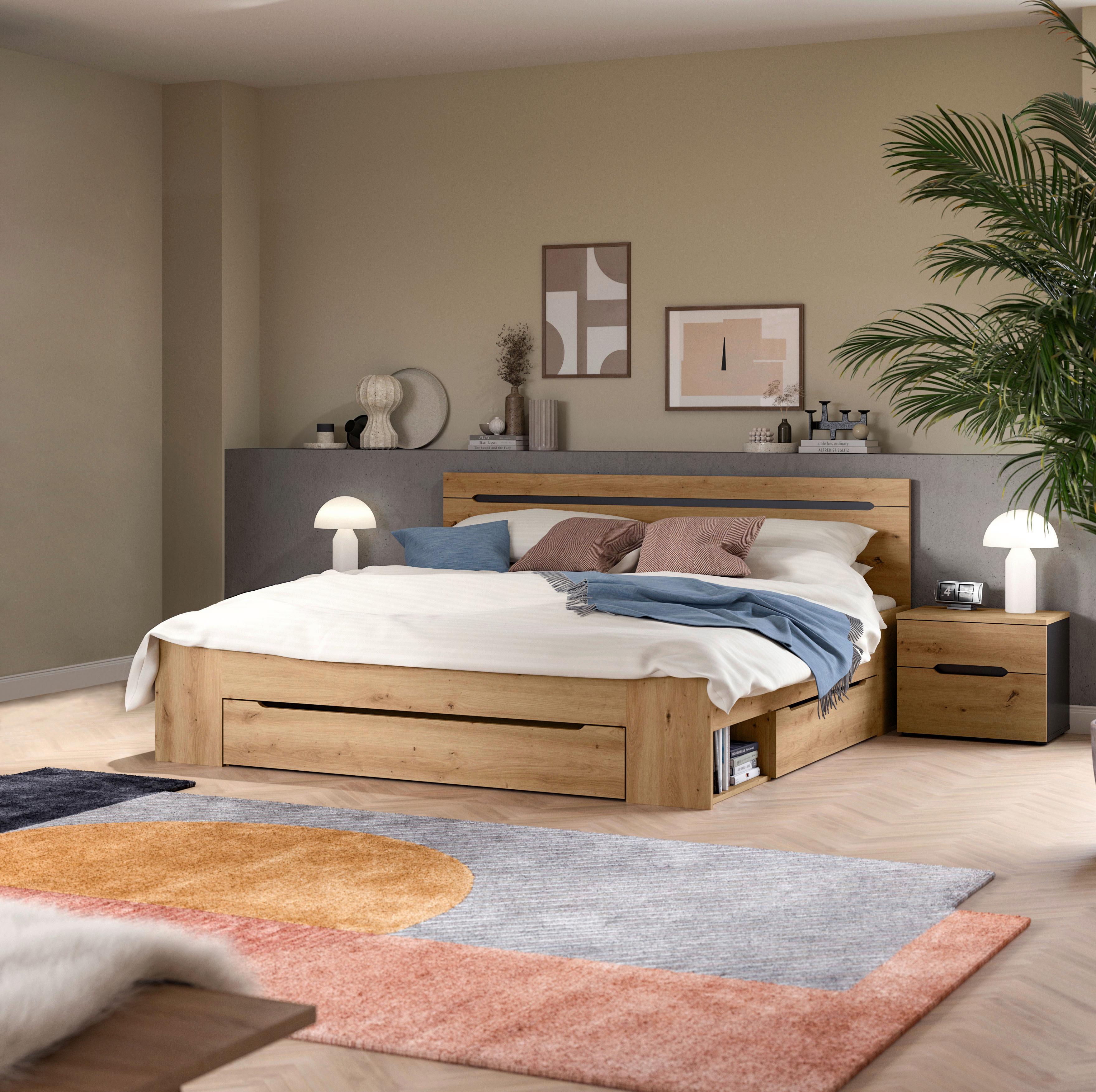 Schlafzimmer Canu Grau /Eiche Artisan Dekor B: 284cm - Eiche Artisan/Grau, MODERN, Holzwerkstoff (284/87/205cm) - MID.YOU