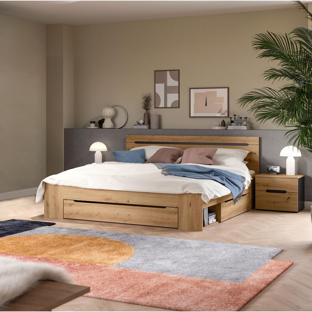 Schlafzimmer Canu Grau /Eiche Artisan Dekor B: 284cm