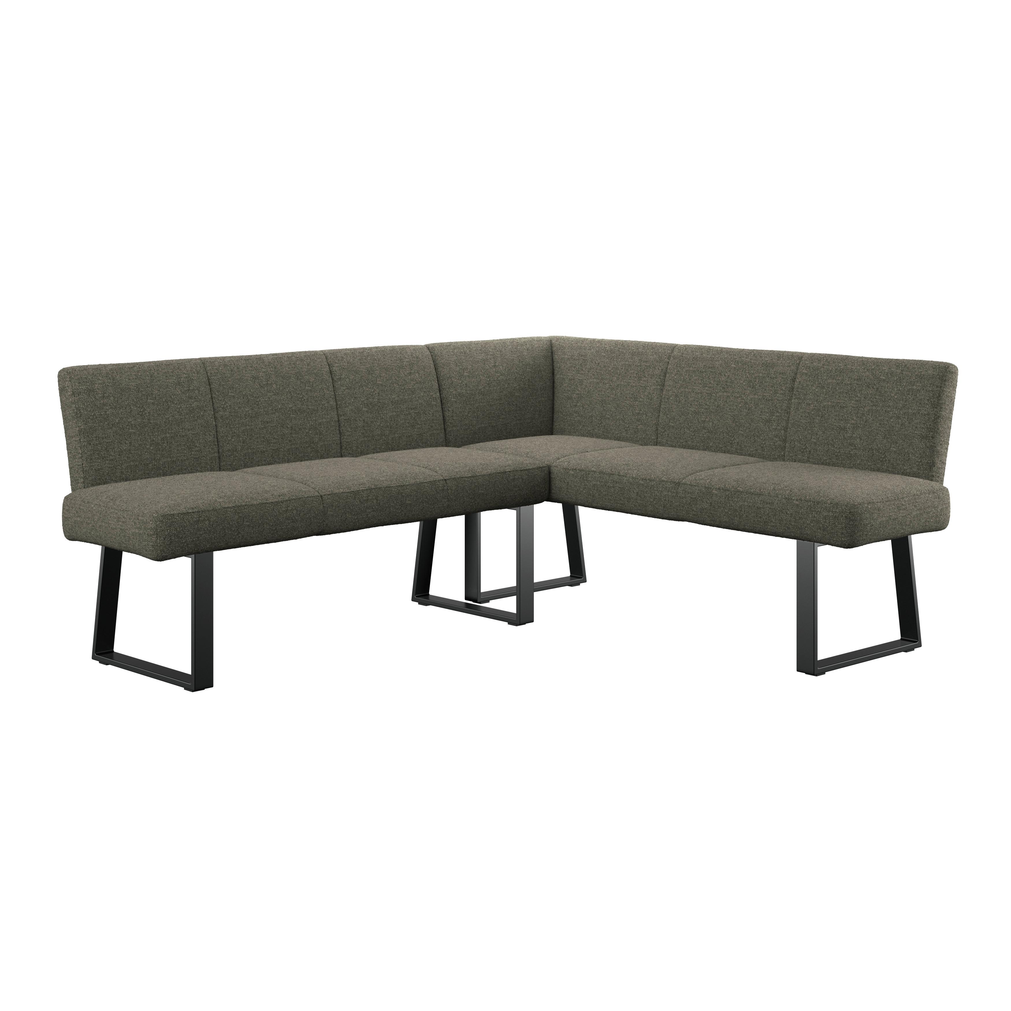 Eckbank Grün Metallbeine Leinenoptik Terri 202x162 cm - Schwarz/Grün, MODERN, Textil/Metall (202/162cm) - MID.YOU