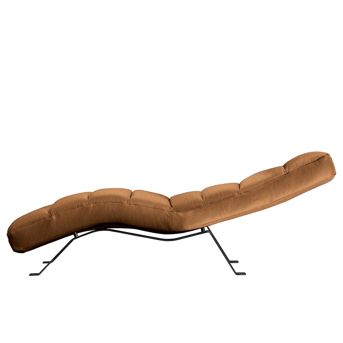 Relaxliege Swing Black Cognac B: 65 cm - Cognac/Schwarz, Design, Leder (65/65-95/171cm) - Livetastic