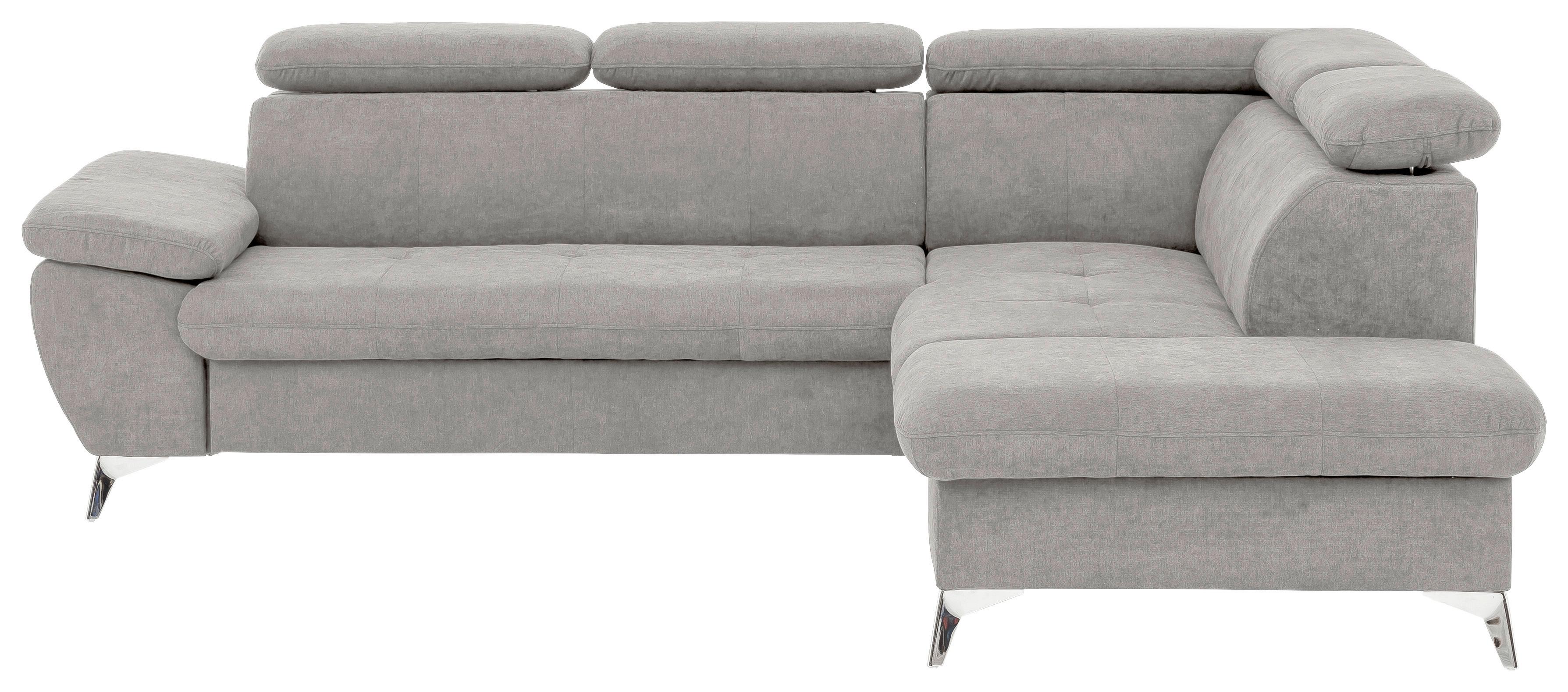 Ecksofa Mit Schlaffunktion Gisele - Chromfarben/Grau, KONVENTIONELL, Textil (256/209cm) - Livetastic