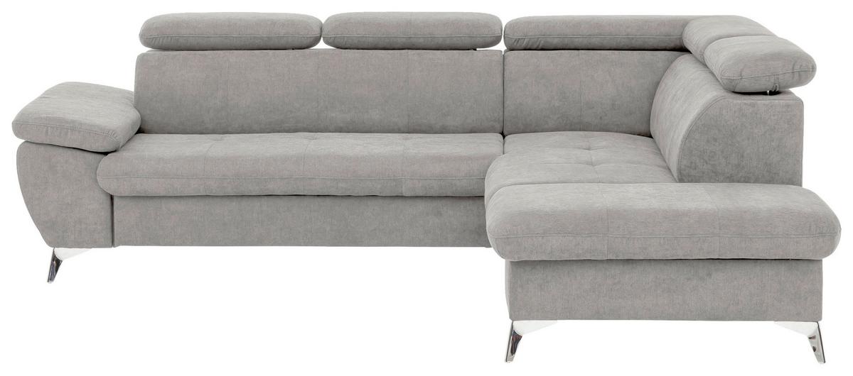 Ecksofa Mit Schlaffunktion Gisele - Chromfarben/Grau, KONVENTIONELL, Textil (256/209cm) - Livetastic