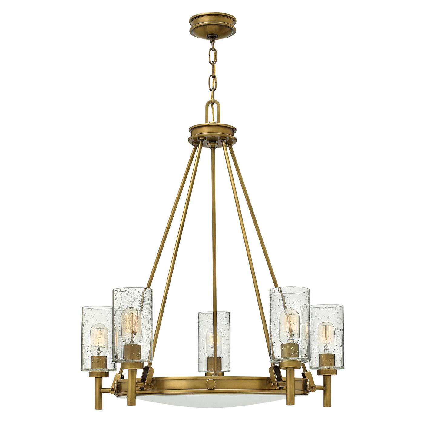 Kronleuchter H: 93,2 cm 5-Flammig - Messingfarben, LIFESTYLE, Glas/Metall (68.5/93.2cm) - Elstead Lighting