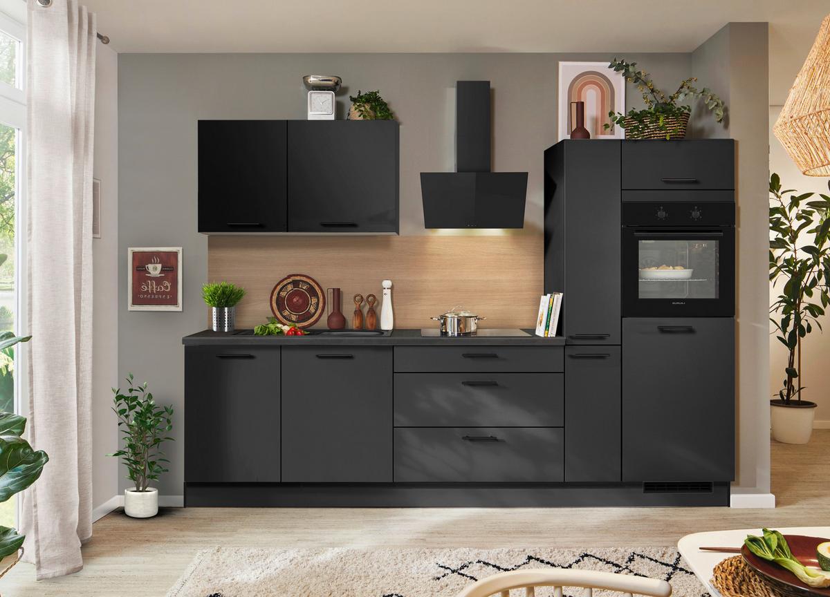 KÜCHENBLOCK PN210 - Graphitfarben/Grau, MODERN, Holzwerkstoff (280cm) - Pino