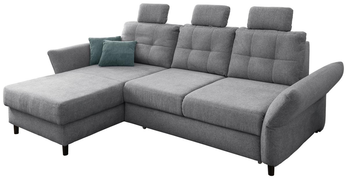 Ecksofa Brizzini Silberfarben S: 176/250-280 Cm - Mintgrau/Silberfarben, MODERN, Holz/Textil (176/250-280cm) - Livetastic