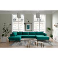 Wohnlandschaft Lumber Jack Petrol U: 201x85x354 - Wengefarben/Petrol, MODERN, Textil (201/85/354cm) - Trendmanufaktur