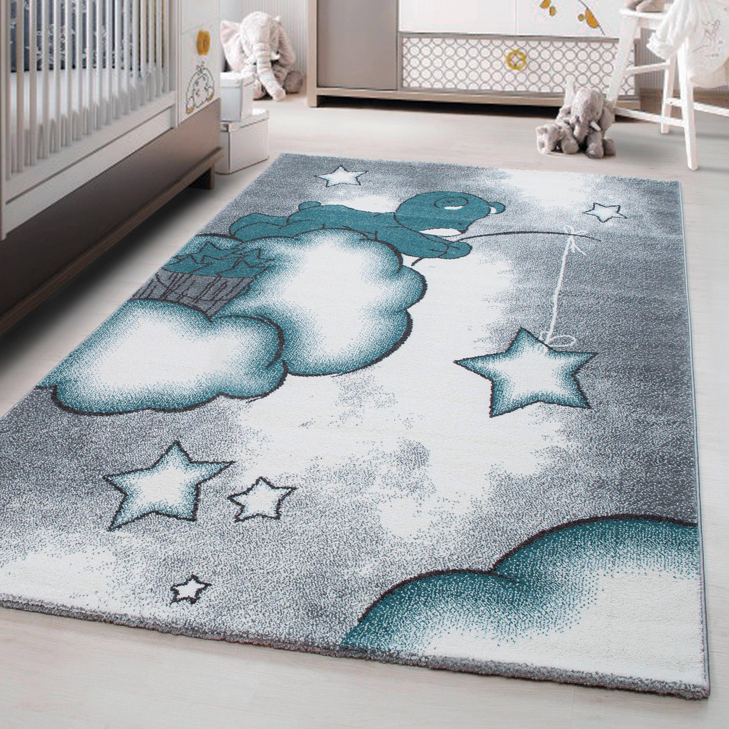 Kinderteppich Bär Blau/Grau/Weiß Kids 80x150 cm - Blau/Weiß, Trend, Textil (80/150cm)