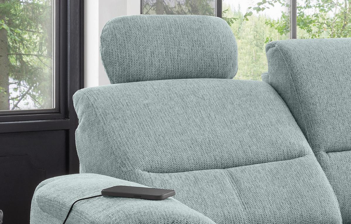 Ecksofa Mit Relaxfunktion Parole Blau Chenille - Chromfarben/Blau, KONVENTIONELL, Textil (292/165cm) - Livetastic
