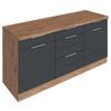 Küchenunterschrank Florenz B: 180 cm Grau/Eichefarben - Eiche Wotan/Grau, Design, Holzwerkstoff (180/86/60cm) - Held