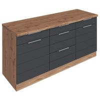 Küchenunterschrank Florenz B: 180 cm Grau/Eichefarben - Eiche Wotan/Grau, Design, Holzwerkstoff (180/86/60cm) - Held