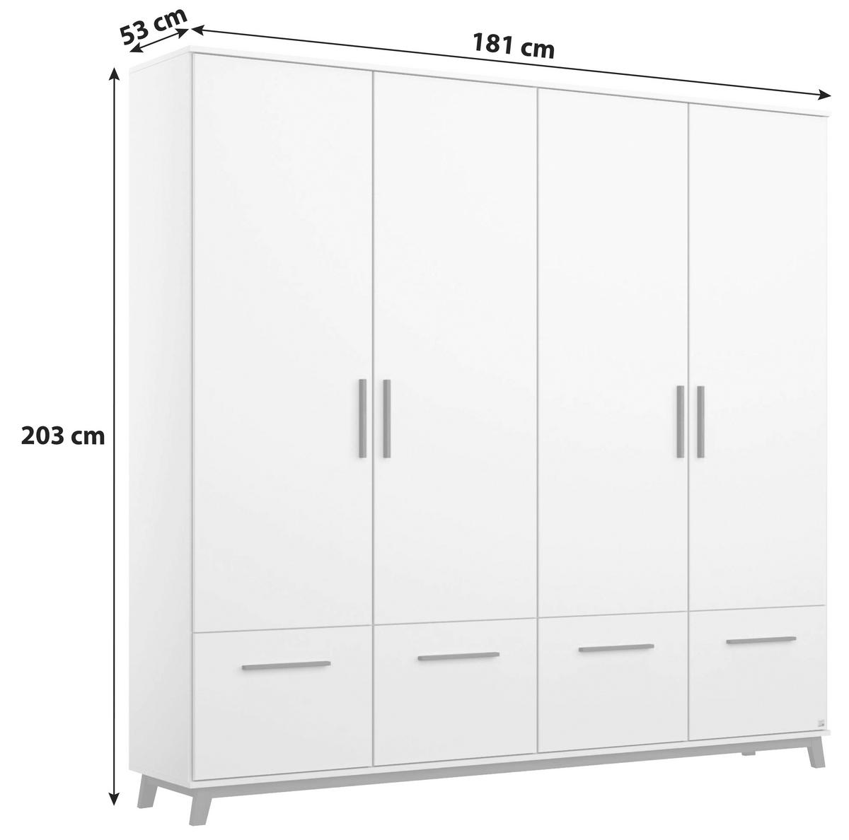 Drehtürenschrank 181 Cm Carlsson Weiß - Weiß, Basics, Holzwerkstoff (181/203/53cm) - Rauch Möbel