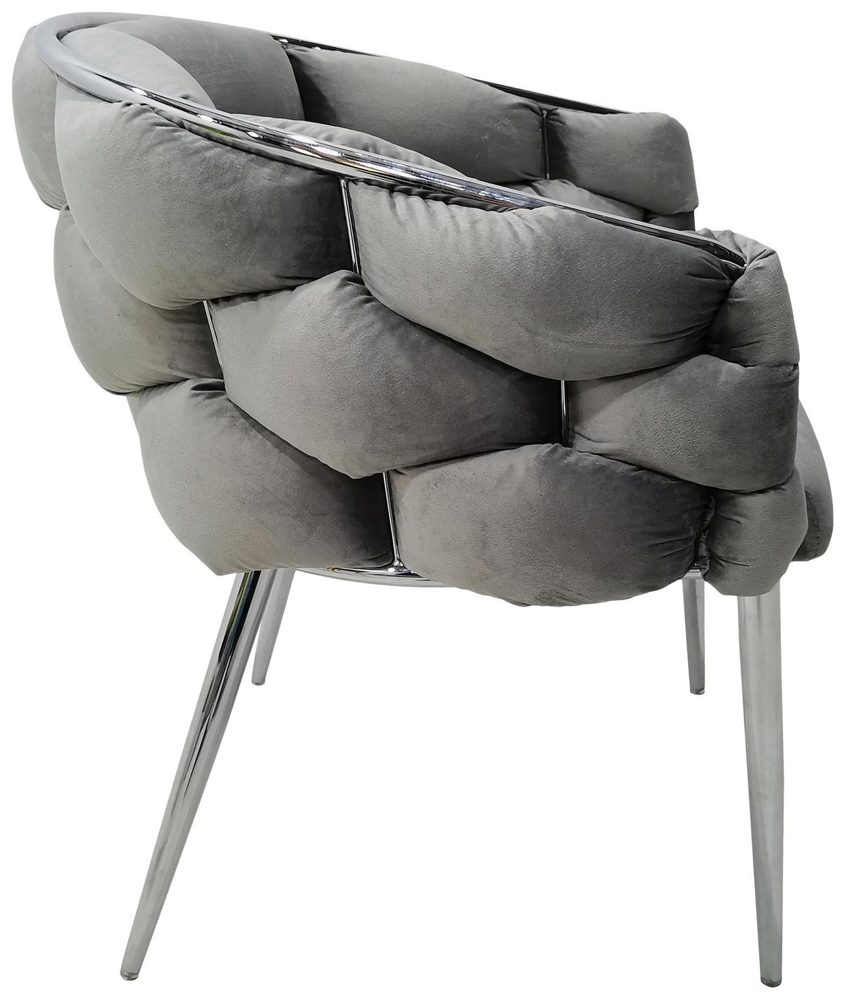 Armlehnstuhl-Set Grace 125 - Silberfarben/Grau, MODERN, Textil/Metall (65/79/61cm) - Kayoom