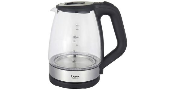 Wasserkocher Kate Klar/schwarz Glas 1,7 Liter 2.200w - Klar/Edelstahlfarben, KONVENTIONELL, Glas/Kunststoff (21,2/23,4/15,7cm) - Bono