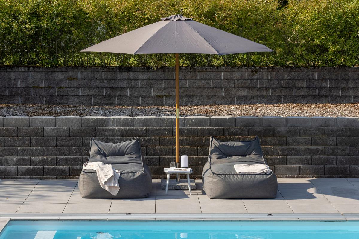 Sonnenschirm Ixos DM: 300cm H: 244cm Grau - Grau, KONVENTIONELL, Holz/Textil (300/244cm) - Gardenson