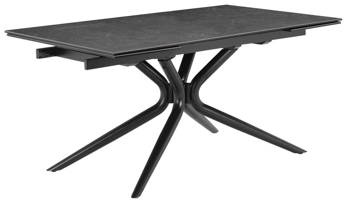 Esstisch Liana Grau/Schwarz L: 160-240 cm - Schwarz/Grau, MODERN, Glas/Keramik (160-240/90/76cm) - P & B