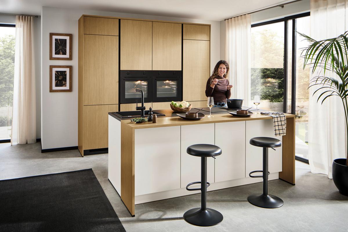 Einbauküche Stripe/Clean - Eichefarben/Anthrazit, MODERN, Holzwerkstoff (249,2cm) - Express-Kuechen