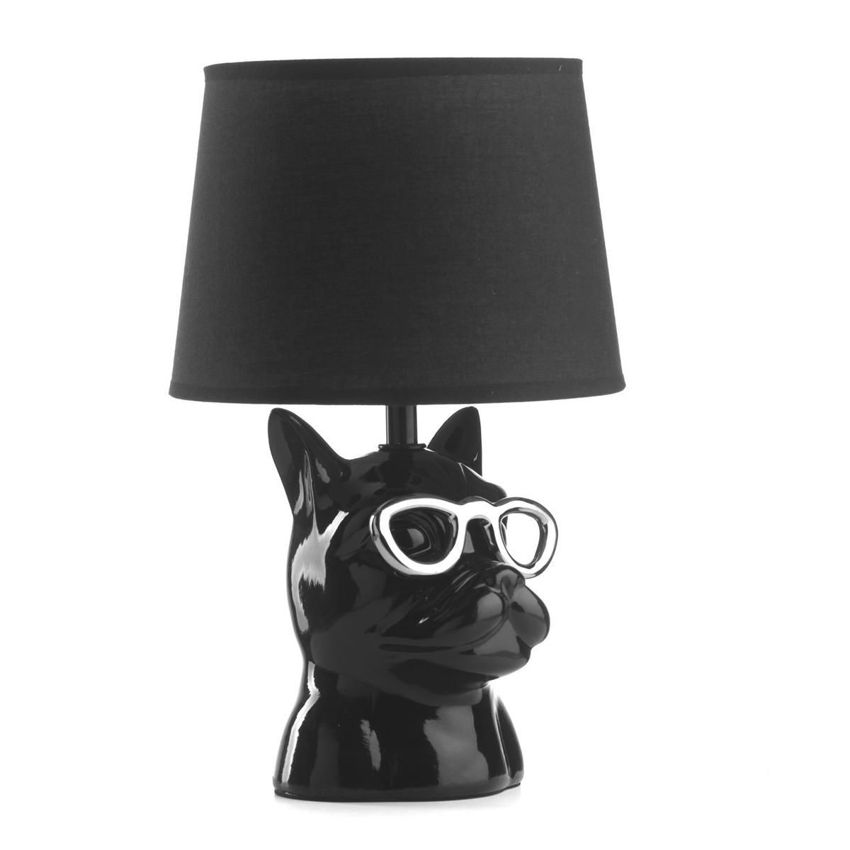 Tischleuchte Schwarz D: 18 cm 6w - Schwarz, Trend, Keramik/Textil (18/29cm)