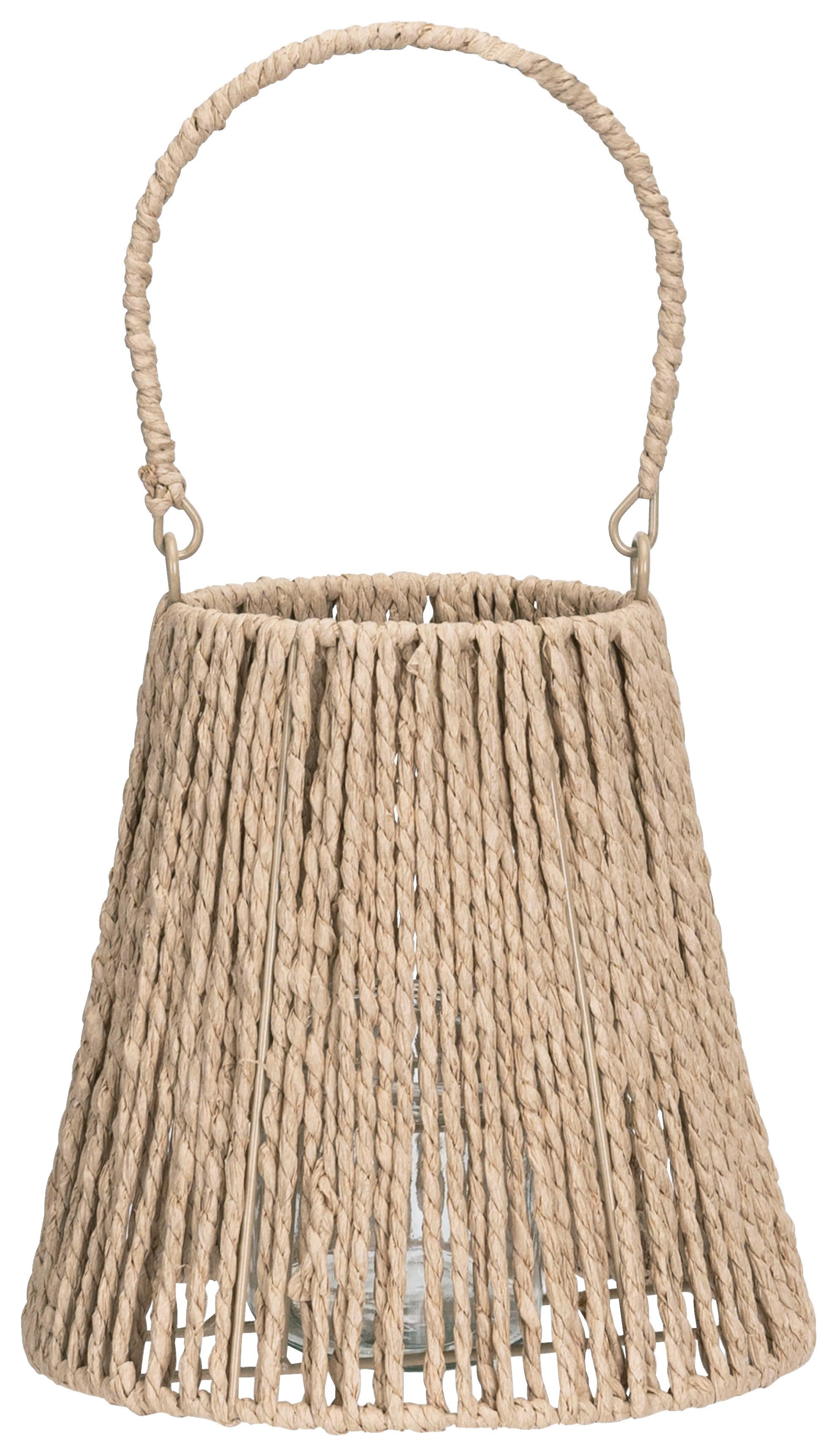 Lampáš Stripe, Výška: 20cm - prírodné farby, kov/papier (20/20/20cm) - Modern Living