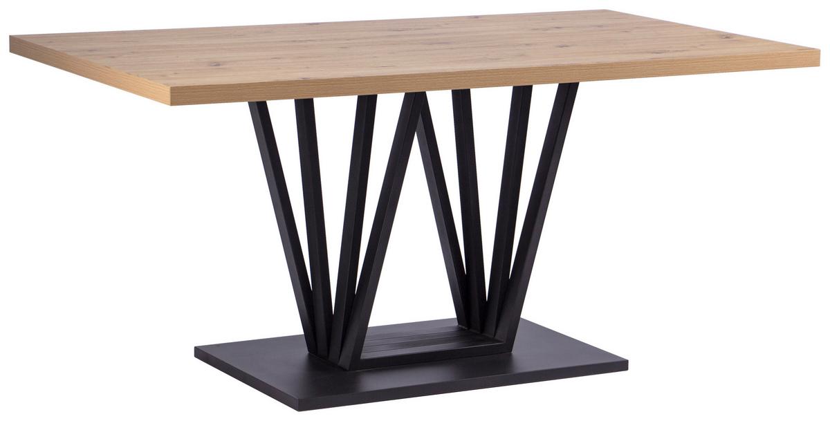 Esstisch Brad Eiche Artisan B: 160 cm - Schwarz/Eiche Artisan, KONVENTIONELL, Holzwerkstoff/Metall (160/75/90cm) - MID.YOU