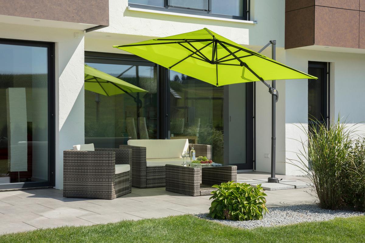 Ampelschirm Rhodos Junior BxHxT: 300x239x230 cm Apfelgrün - Anthrazit/Grün, Basics, Textil/Metall (300/239/230cm) - Schneider