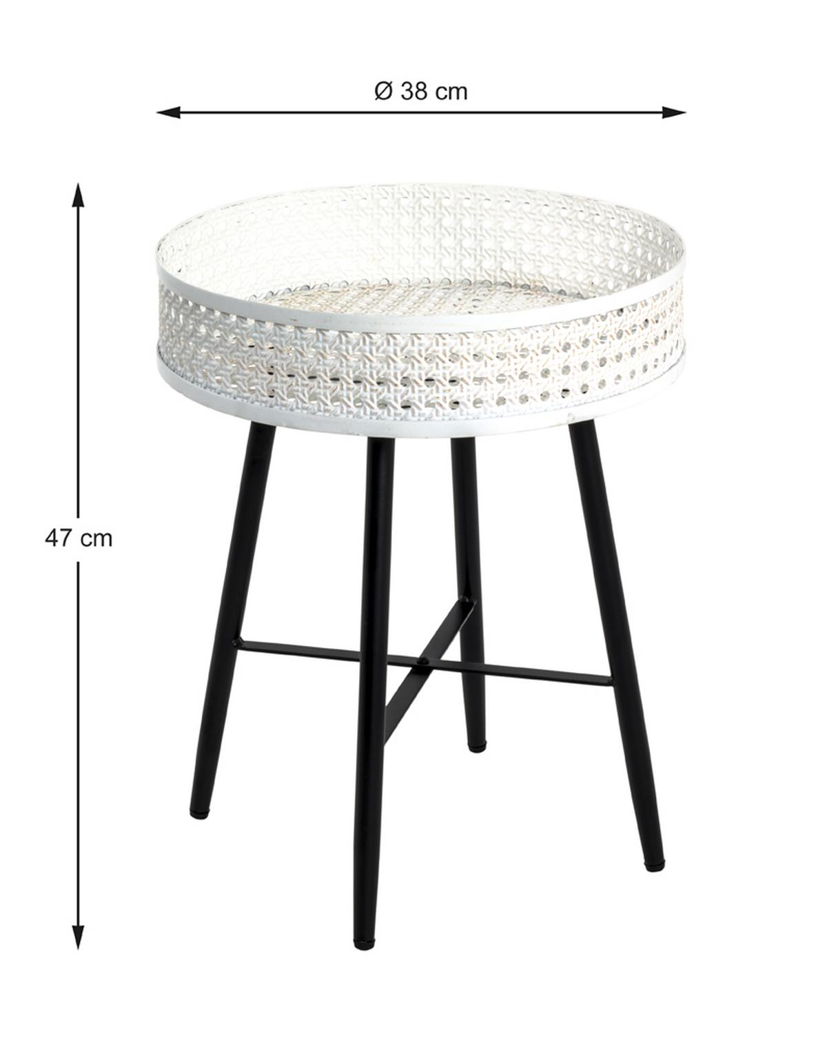 Beistelltisch Rund Bettina, Creme/schwarz - Creme/Schwarz, Basics, Metall (47/38cm)