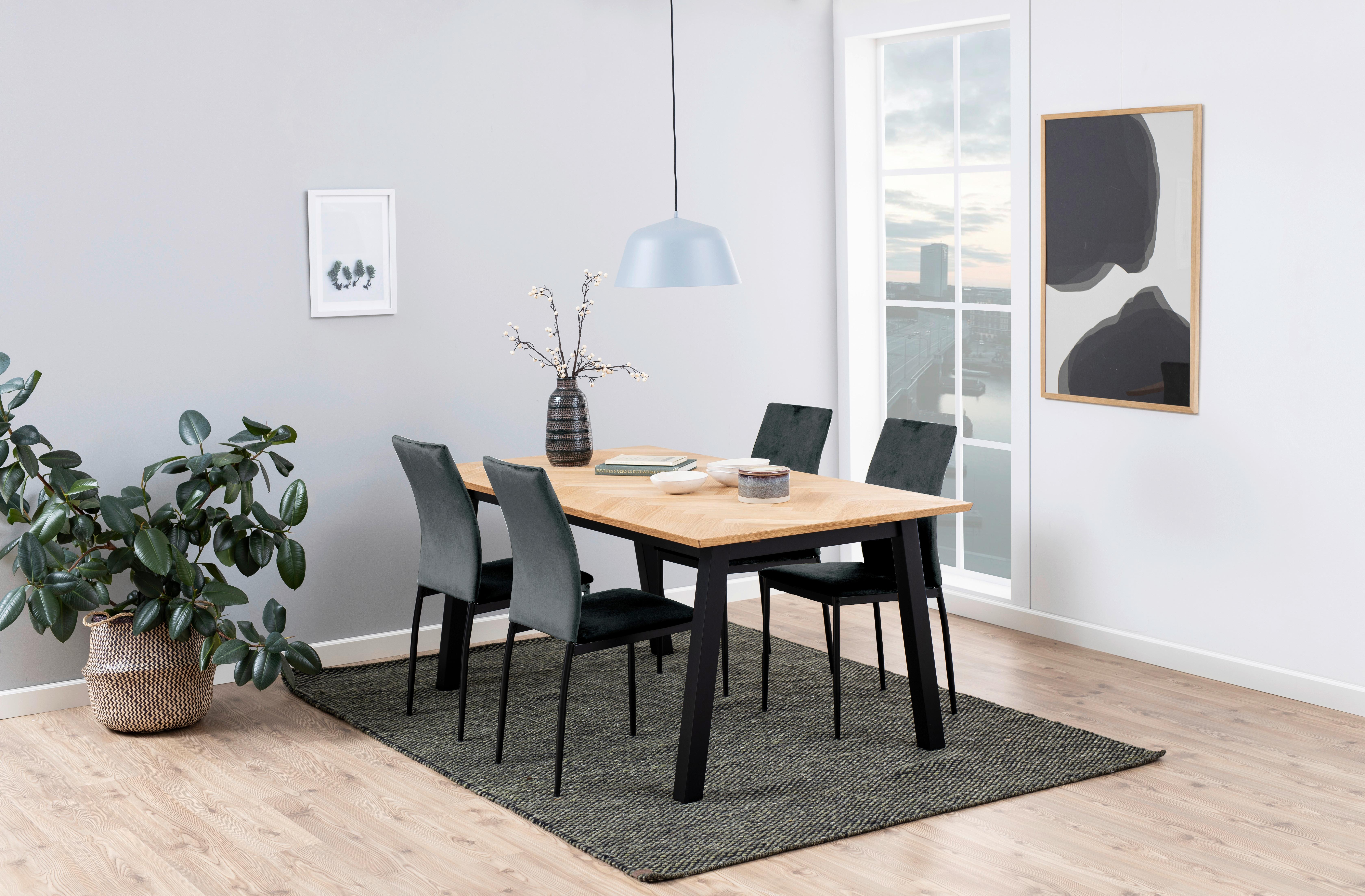 Jedálenská stolička DEMINA - čierna/tmavosivá, Konventionell, kov/textil (43,5/92/53cm) - MID.YOU