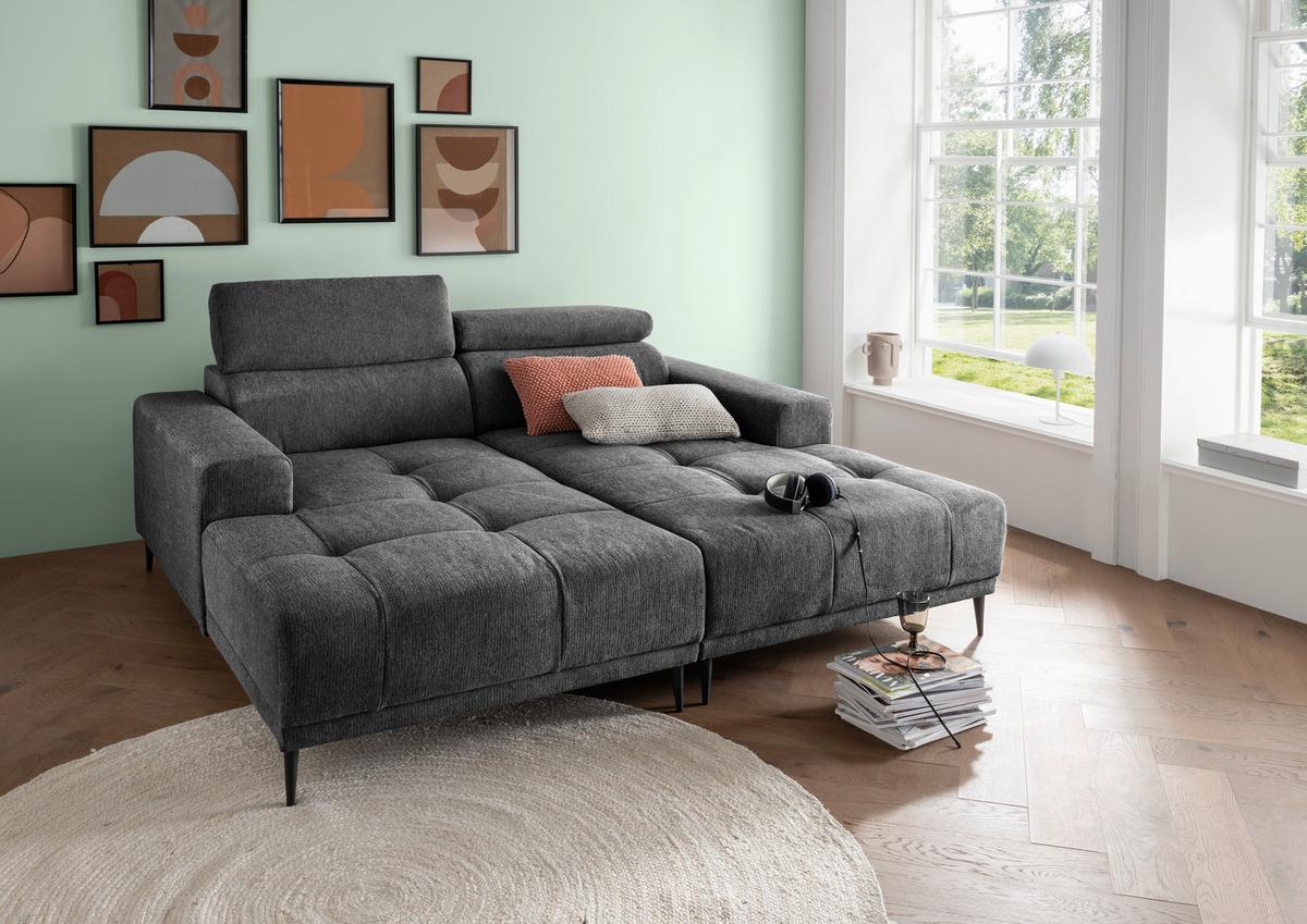 Ecksofa Intera Anthrazit S: 200x188 Cm - Anthrazit/Schwarz, KONVENTIONELL, Textil (200/188cm) - Livetastic
