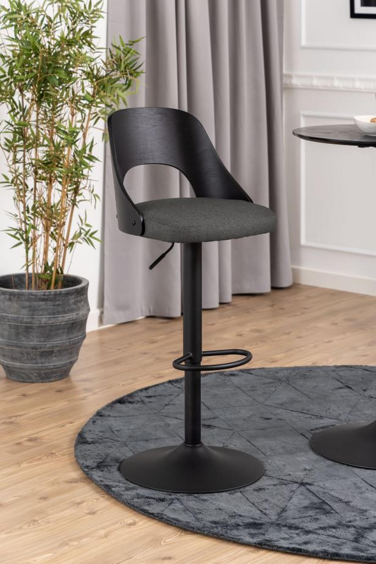 Barhocker höhenverstellbar Lucy Dunkelgrau - Dunkelgrau/Schwarz, MODERN, Holz/Textil (47/113/50,5cm) - MID.YOU