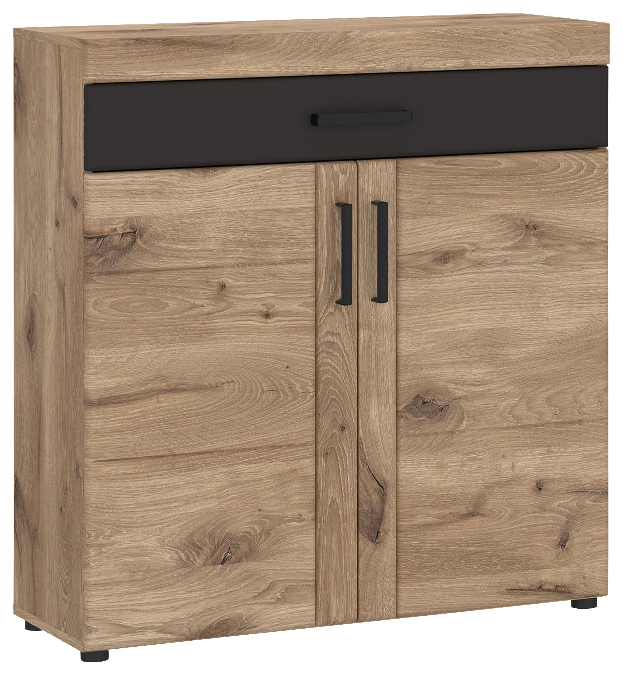 Kommode Grano Eichefarben B: 92,8 Cm - Eichefarben/Schwarz, Trend, Holzwerkstoff (92,8/100,2/38cm)