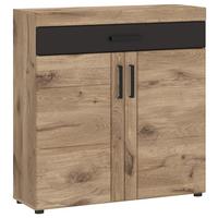 Kommode Grano Eichefarben B: 92,8 Cm - Eichefarben/Schwarz, Trend, Holzwerkstoff (92,8/100,2/38cm)