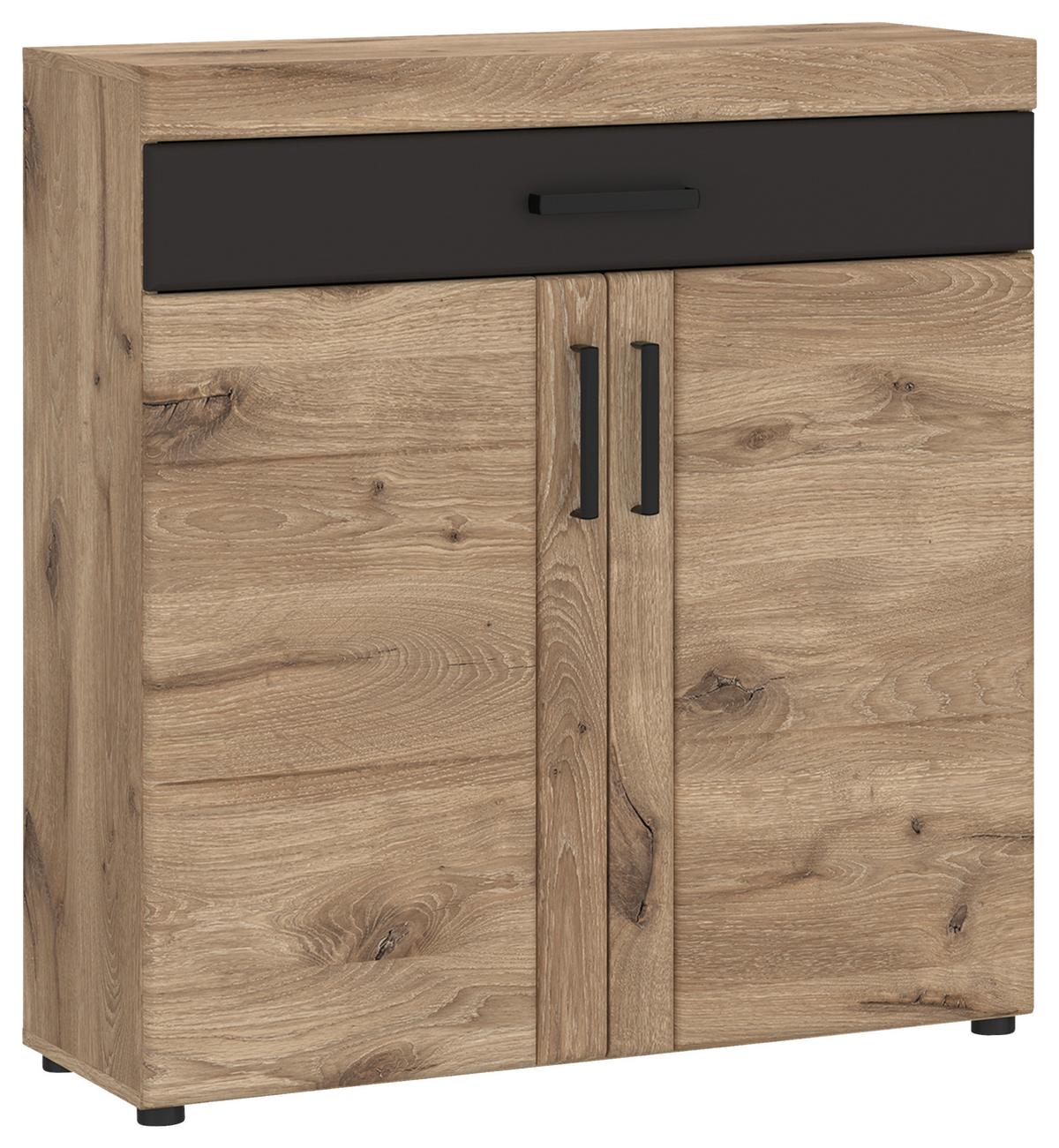 Kommode Grano Eichefarben B: 92,8 cm - Eichefarben/Schwarz, Trend, Holzwerkstoff (92,8/100,2/38cm)