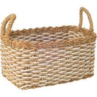 Korb Mario - Naturfarben/Weiß, ROMANTIK / LANDHAUS, Naturmaterialien/Papier (30/20/15-23cm) - Luca Bessoni
