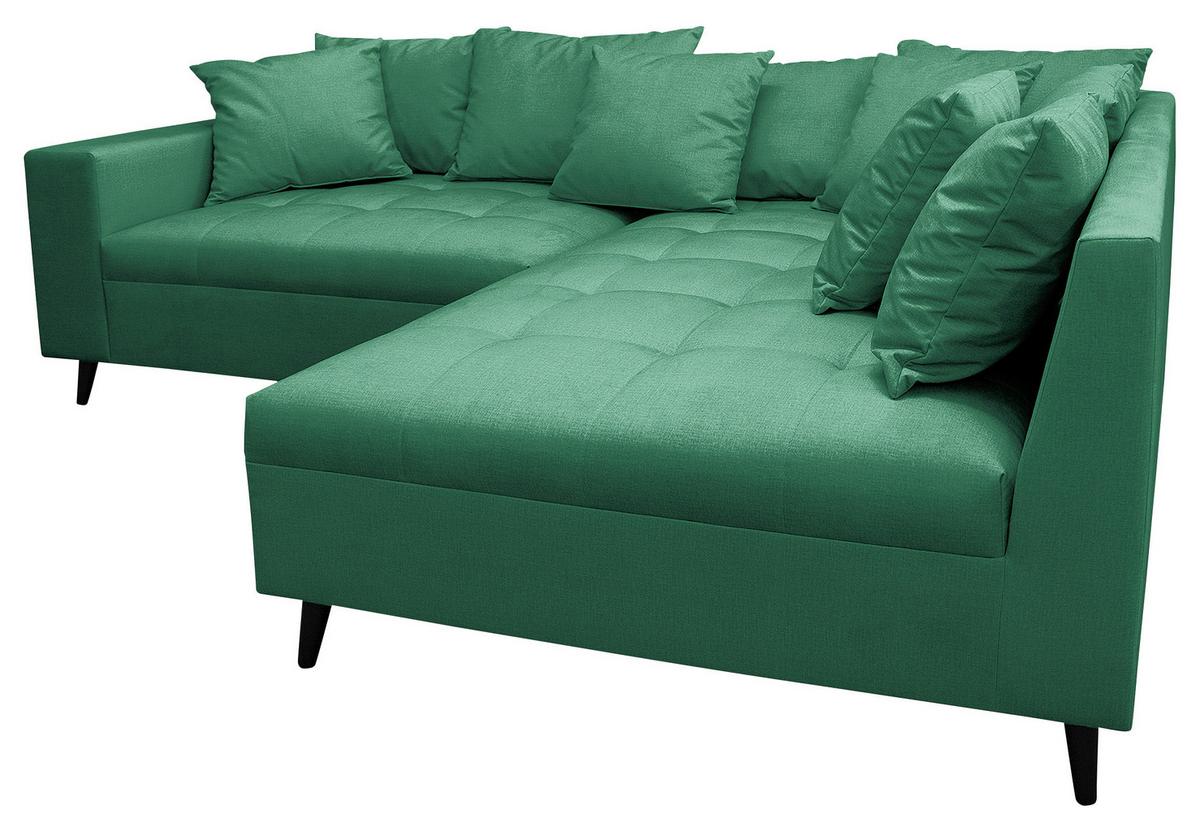 Ecksofa Pruno, Grün S: 247x174 Cm - Schwarz/Grün, Design, Textil (247/174cm) - MID.YOU