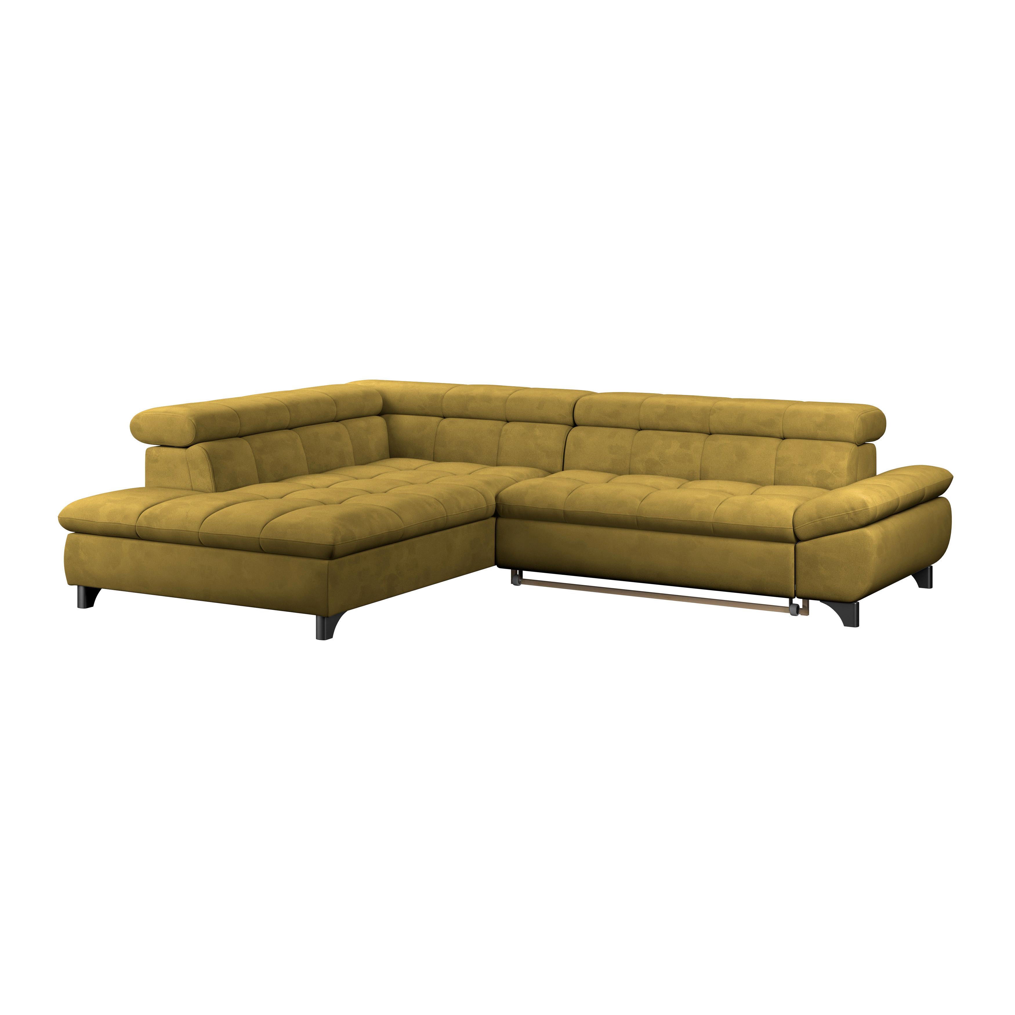 Eckbank Gemini Senfgelb, B: 234cm - Chromfarben/Senfgelb, KONVENTIONELL, Textil (234/312cm)