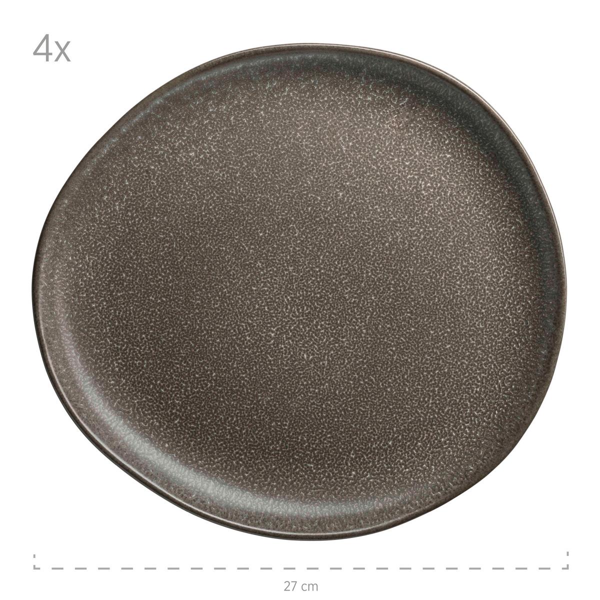 Tafelservice Marlena Dunkelgrau 12-Teilig - Dunkelgrau, Basics, Keramik - Mäser