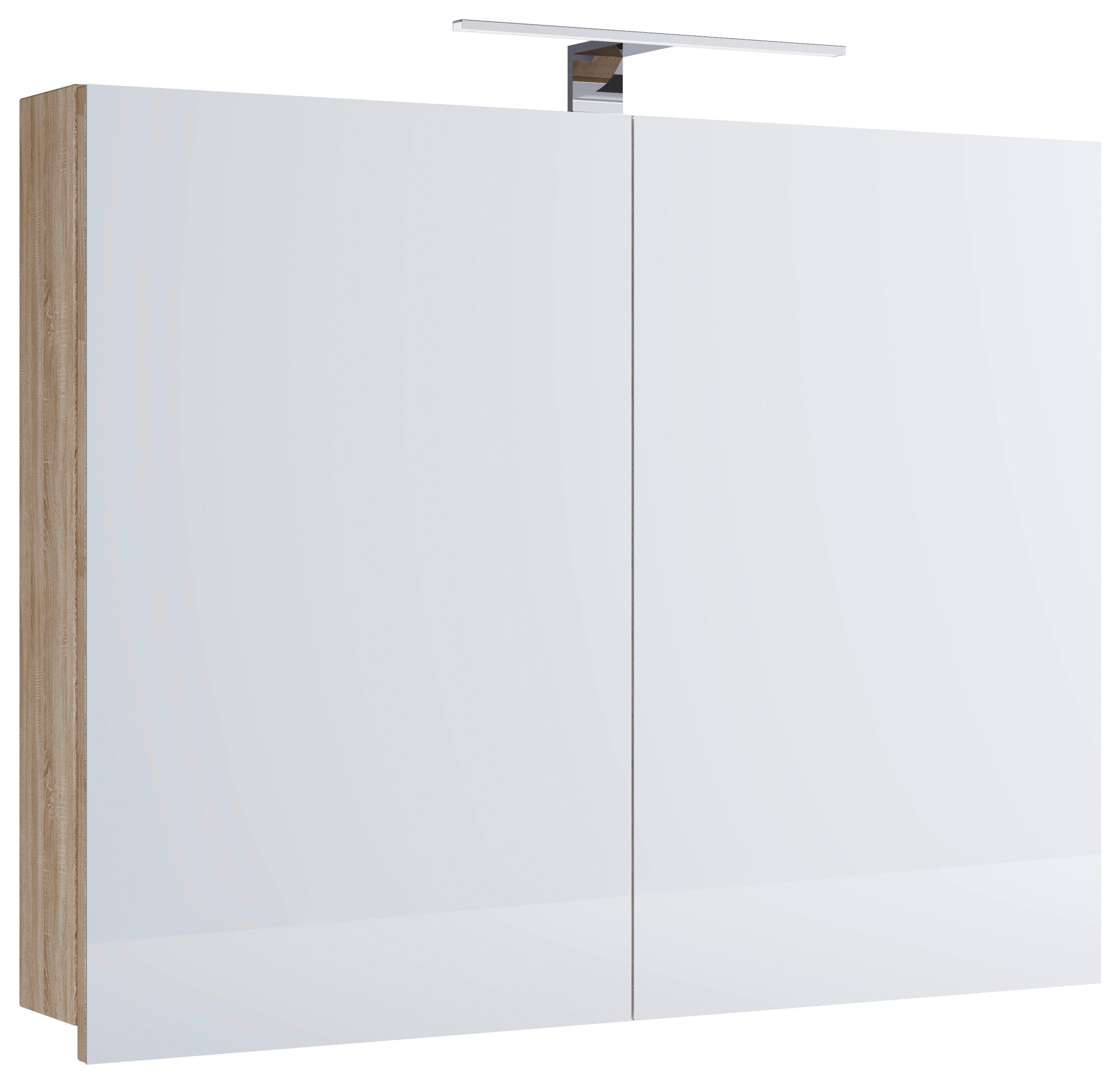 Spiegelschrank Badinos mit Led 2-Türig BxHxT: 60x59,2x12 cm - Sonoma Eiche, MODERN, Glas/Holzwerkstoff (60/59,2/12cm) - MID.YOU