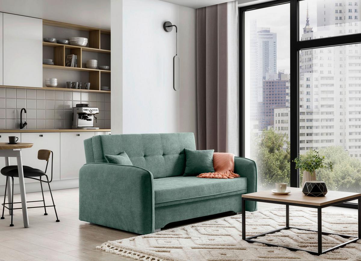 Schlafsofa Laine Mintgrün B: 155 cm - Silberfarben/Mintgrün, Design, Textil (155/105/75cm) - MID.YOU