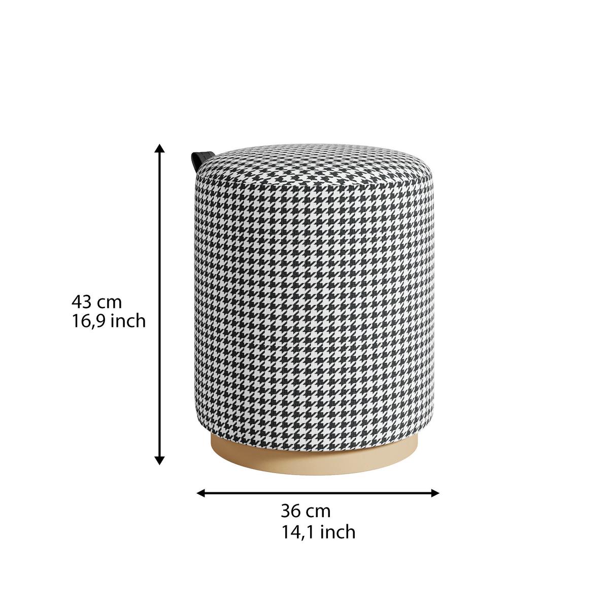 Hocker Macaria Schwarz/weiß B: 36 Cm - Eichefarben/Schwarz, Design, Textil (36/43/36cm) - Livetastic