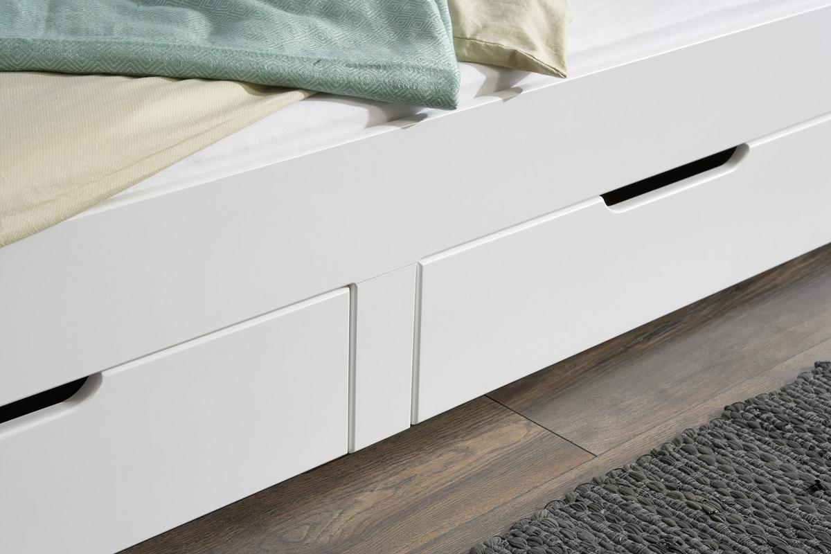 Tárolós Ágy Anna - bükkszínű/fehér, Modern, faalapú anyag/fa (90/200cm)