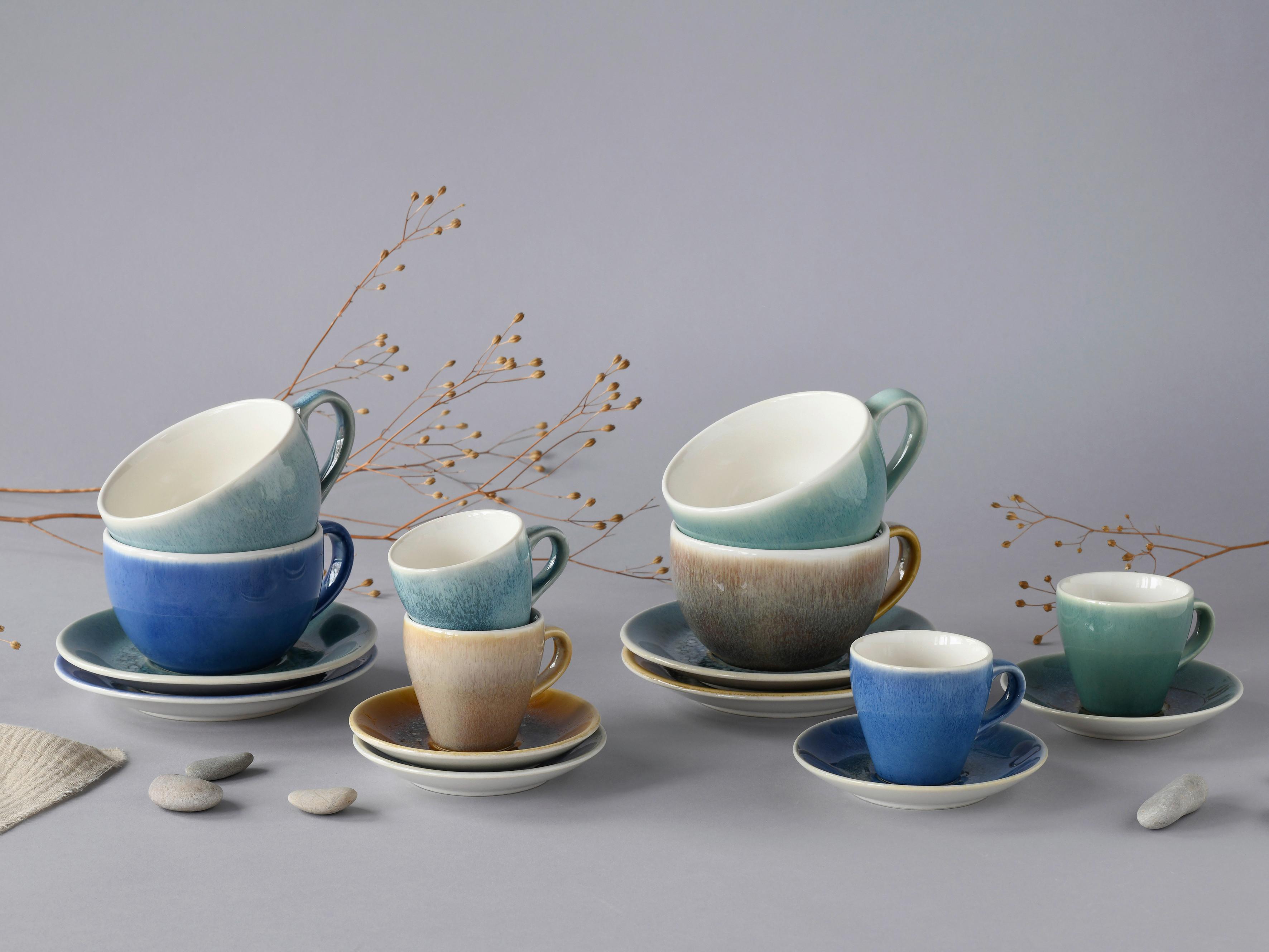 Cappuccinotasse Mit Untertass Caldera Mix Multicolor - Multicolor, Basics, Keramik - Creatable