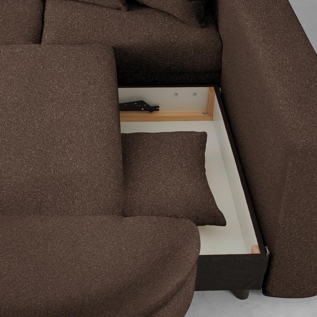 Rohová sedačka AXEL, pravá, hnědá tkanina - černá/hnědá, Moderní, kov/textil (291/250cm) - Mömax