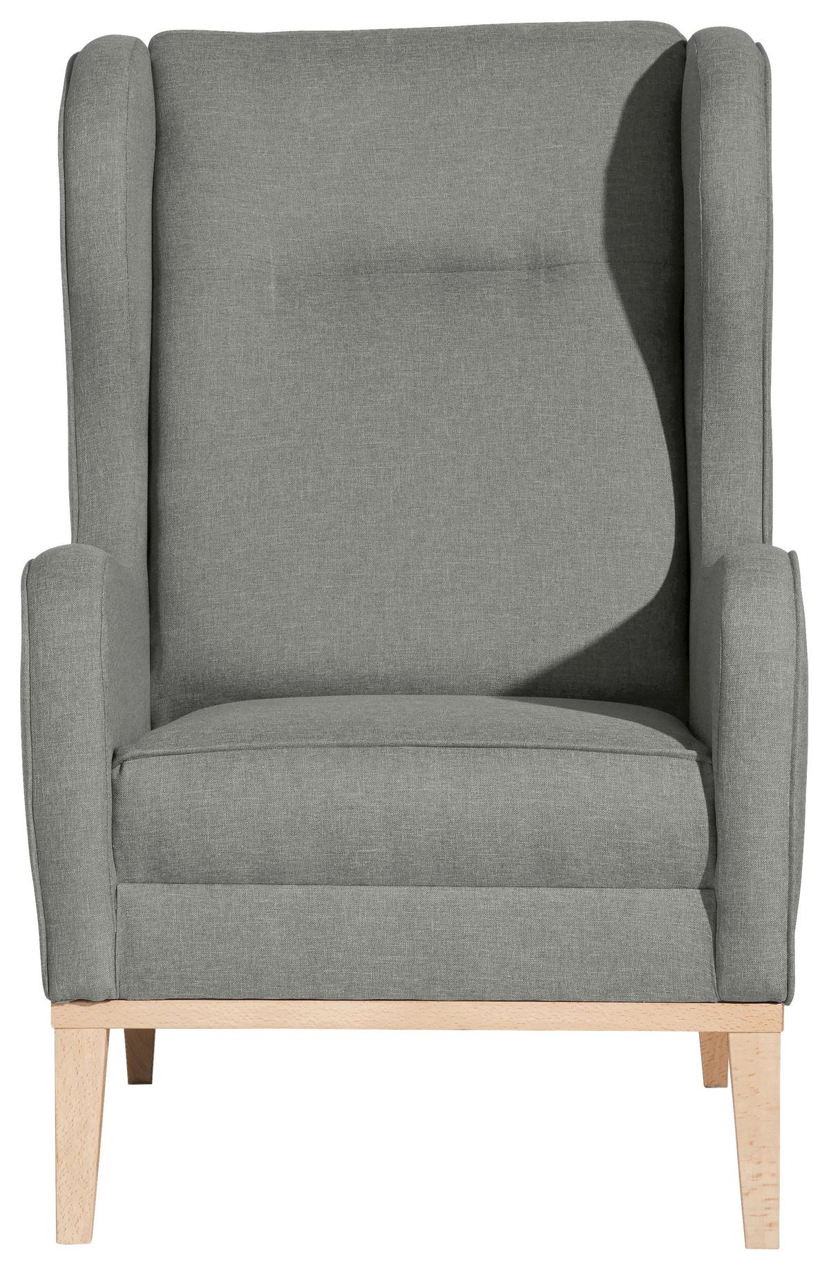 Ohrensessel Angelo - Hellgrau/Naturfarben, KONVENTIONELL, Textil (66/104/78cm) - Max Winzer