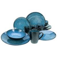 Kombiservice Capri Keramik 4 Personen Geschirr Set - Blau/Dunkelblau, Trend, Keramik (40/26/31cm) - Creatable