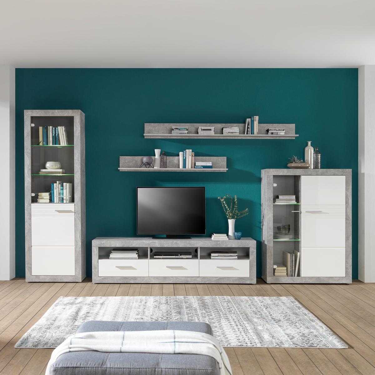 Odporúčaná kombinácia MALTA - BETON 7 - sivá/biela, Modern, kompozitné drevo/plast (345/197/42cm)