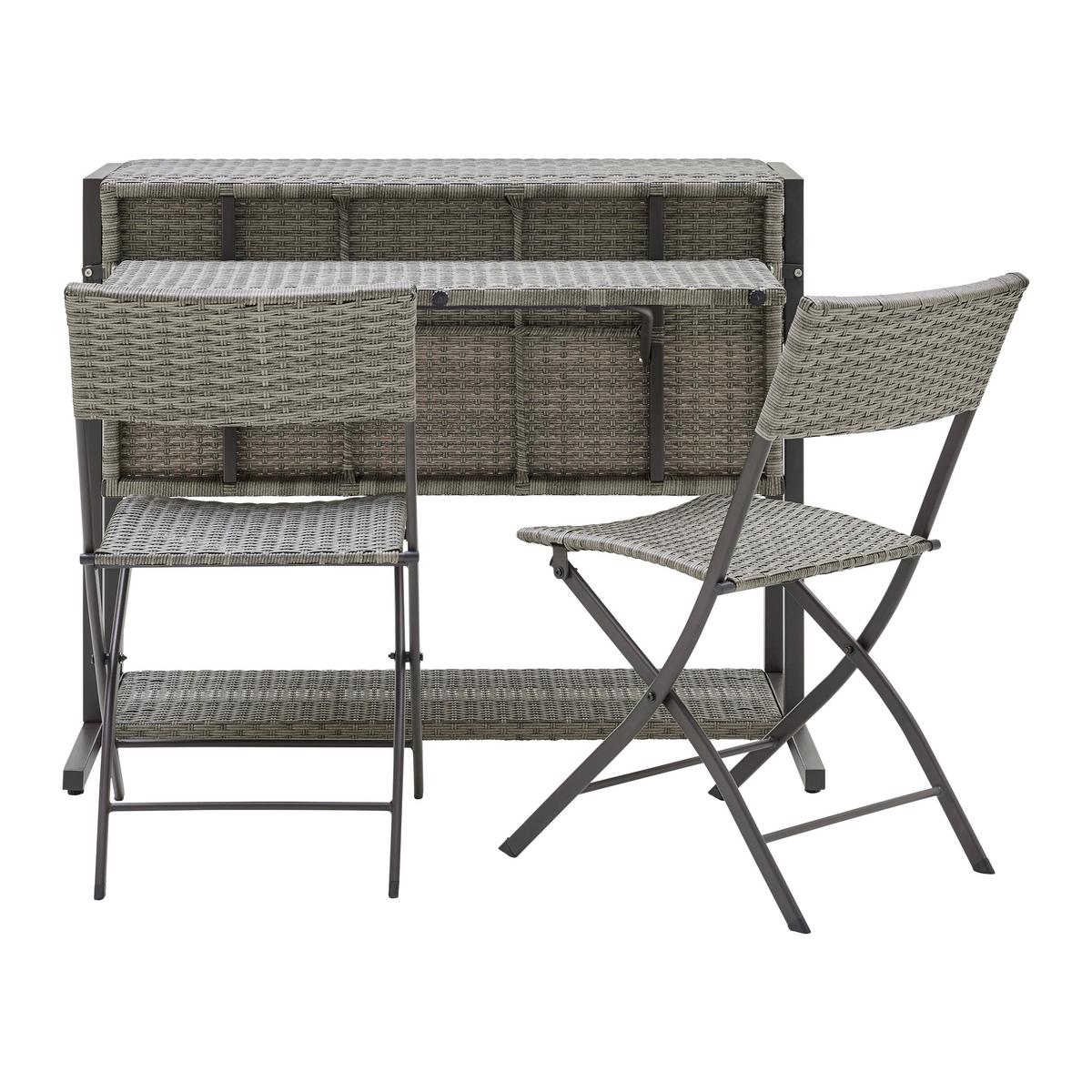 Balkónová zostava MARIO sivá/hnedá - sivohnedá, Modern, kov/textil (110/86,5/80cm) - Bessagi Garden