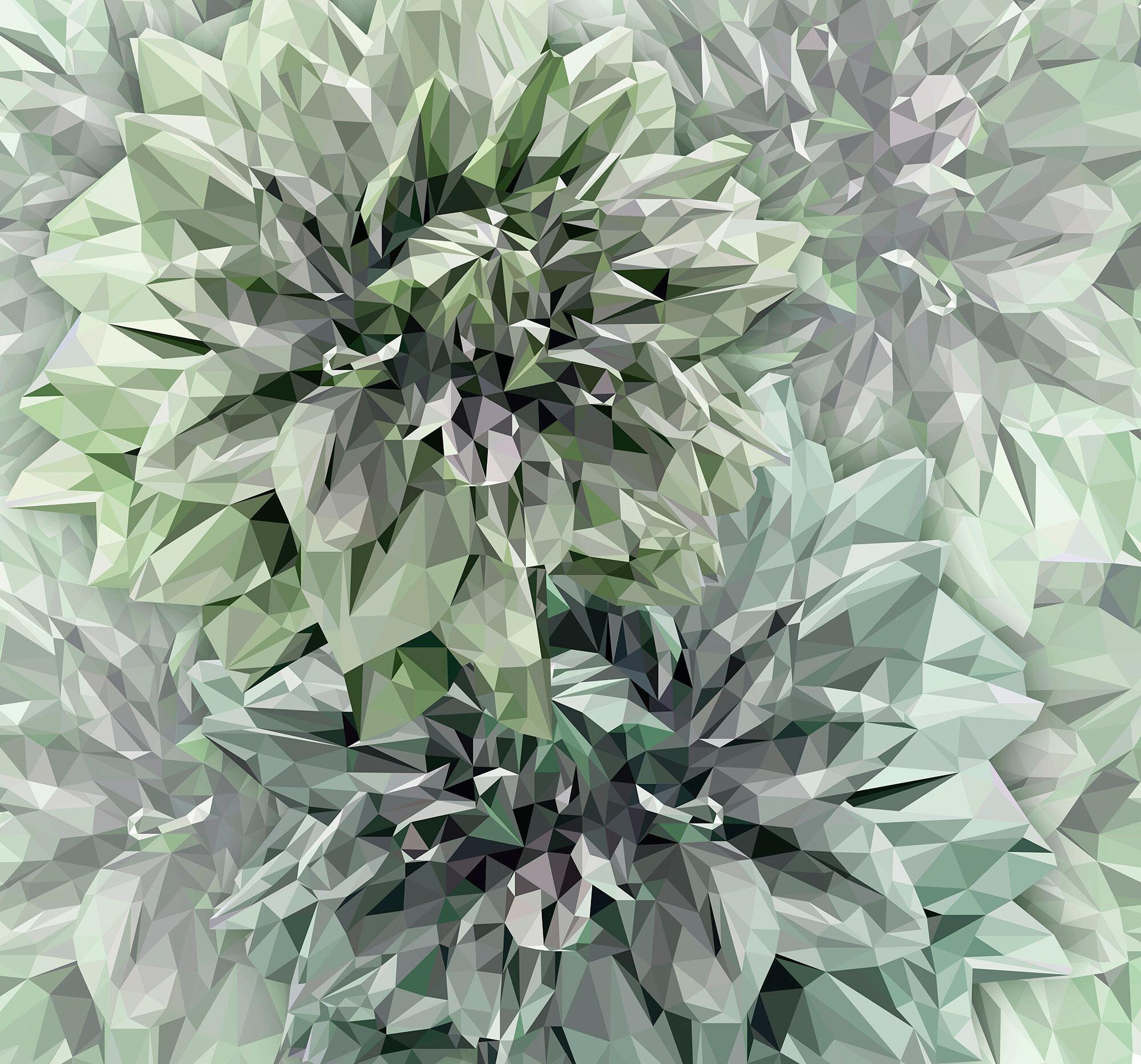 Fototapete Emerald Flowers - Multicolor, Trend, Papier (300/280cm) - Komar