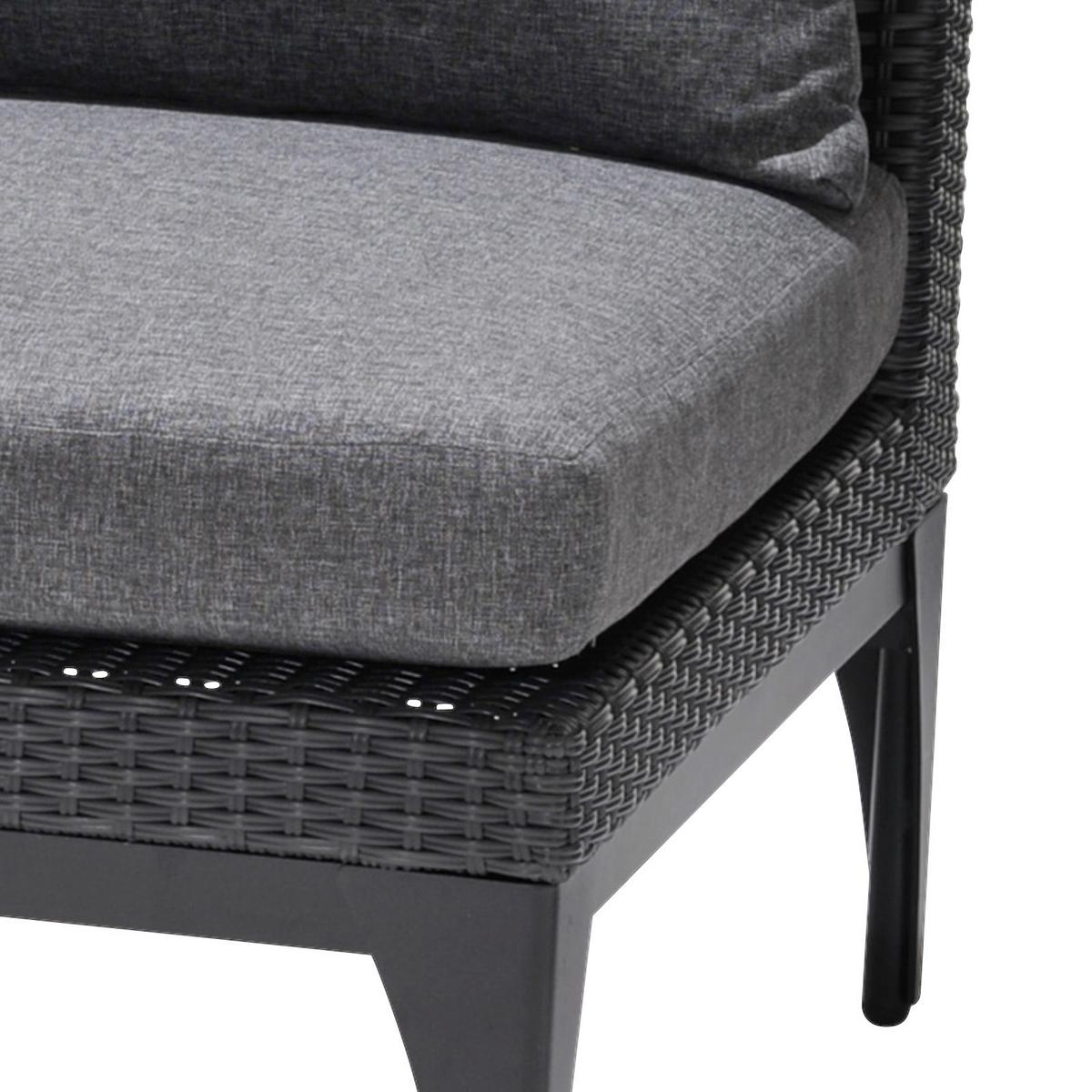 Loungesofa Infinity Aus Kunststoffgeflecht mit Kissen - Anthrazit/Schwarz, Basics, Kunststoff/Metall (227/58/83cm)