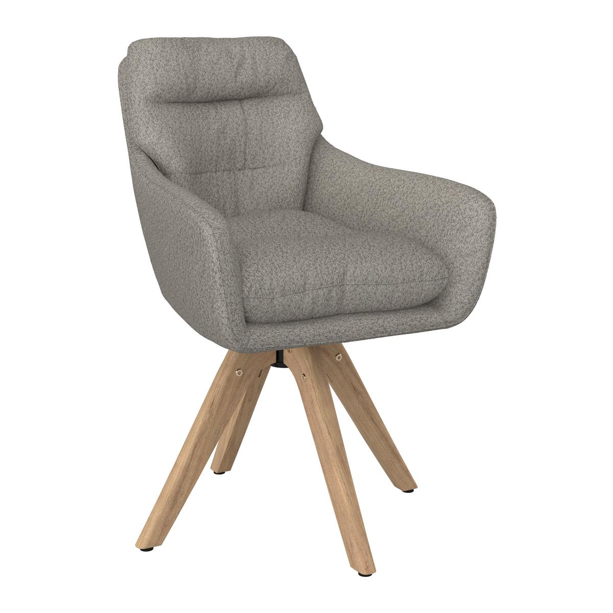 STOLIČKA S PODRÚČKAMI JUANA - prírodná farba/svetlosivá, Modern, drevo/textil (61/93/65cm) - Bessagi Home