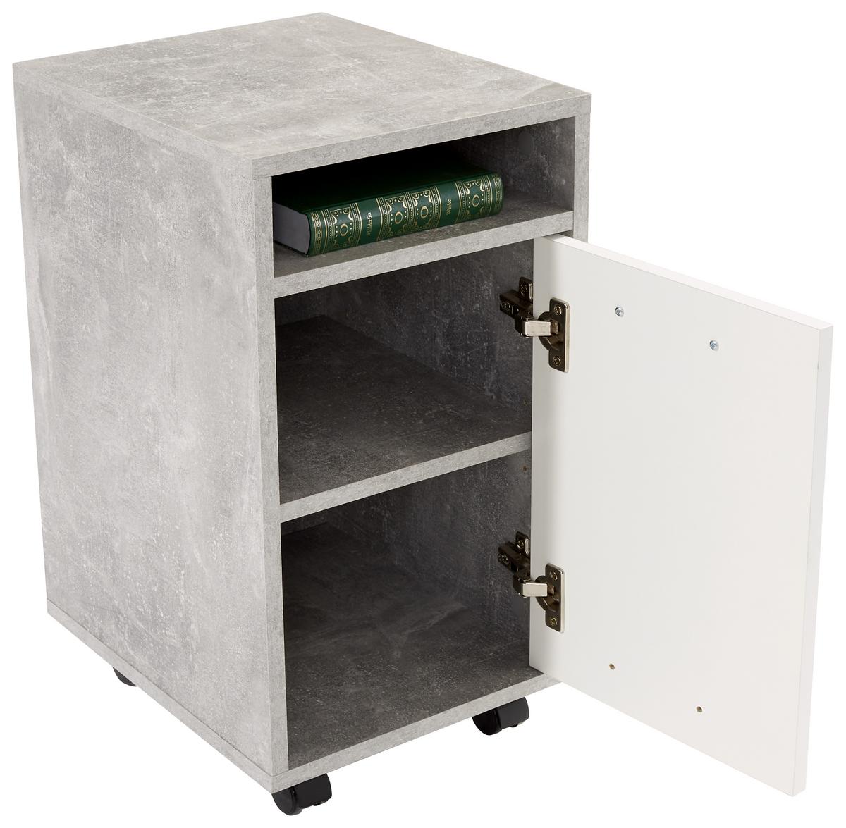 POJÍZDNÝ KONTEJNER LAURENC - šedá/bílá, Moderní, kompozitní dřevo/plast (33/59,5/38cm)